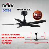 DEKA 56" 5 BLADES CEILING FAN - BLACK (DX56-BLK)