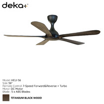 DEKA 56" 5 BLADES DC MOTOR CEILING FAN - TITANIUM BLACK WOOD (HELI56-TB)