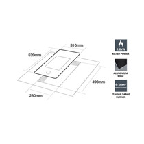 ELBA 1 BURNER B/I/HOBS - TEMPERED GLASS (EDH-F3401G(BK))