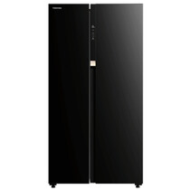 TOSHIBA SIDE BY SIDE 2 DOORS 623L INVERTER FRIDGE - BLACK GLASS